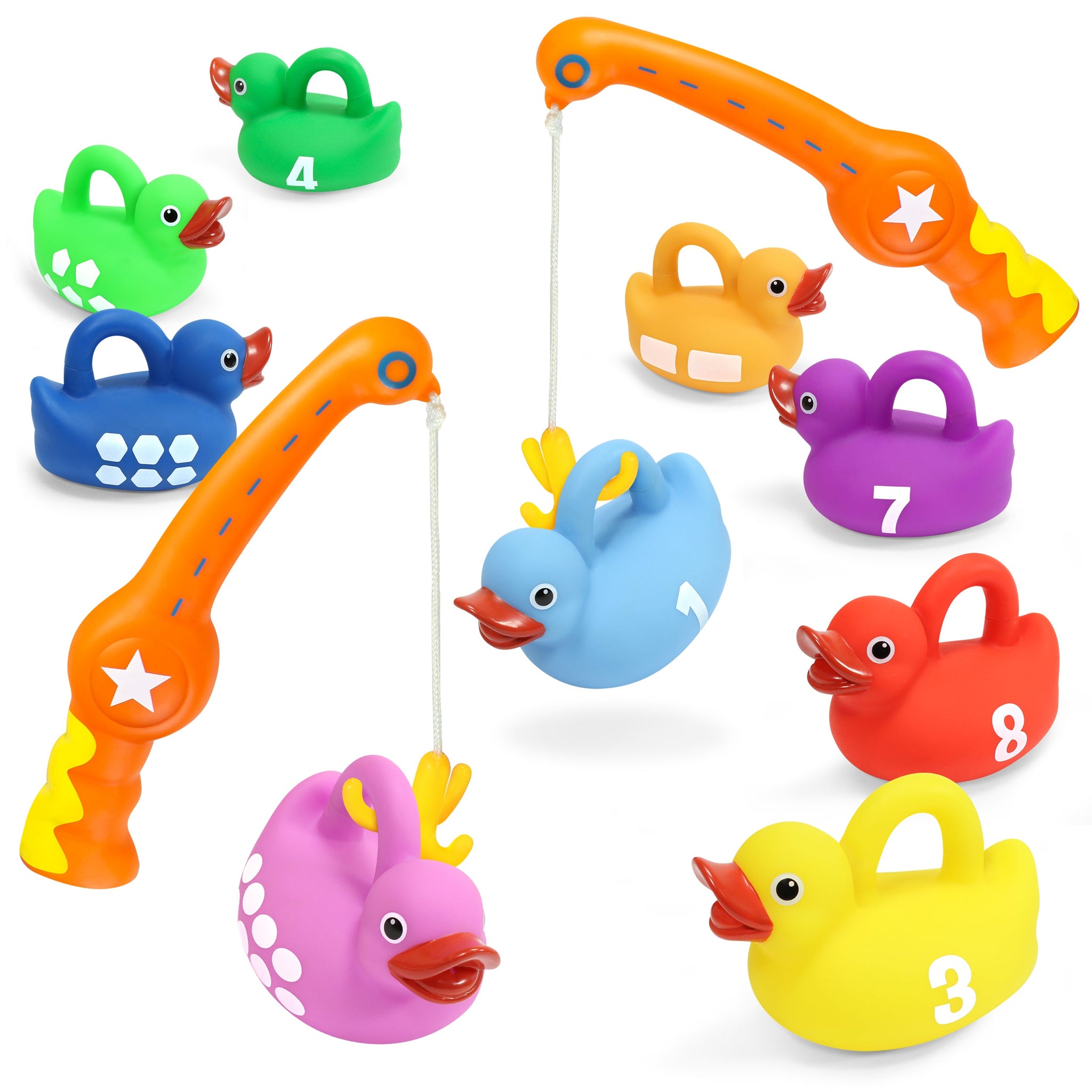 Kids Fishing Bath Toy Duck Fishing Toys 1 Pole And 7 Ducks Toddler